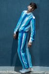 Shop_Runit Gupta_Blue 100% Cotton Striped Pant Set  _Online_at_Aza_Fashions