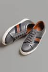 Buy_Rapawalk_Grey Striped Lace Up Leather Sneakers  _at_Aza_Fashions