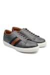 Rapawalk_Grey Striped Lace Up Leather Sneakers  _Online_at_Aza_Fashions