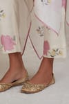 Sue Mue_Off White Handwoven Pure Chanderi Embroidered Patchwork Isra Kaftan And Pant Set _Online_at_Aza_Fashions