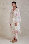 Sue Mue_Off White Handwoven Pure Chanderi Embroidered Patchwork Isra Kaftan And Pant Set _at_Aza_Fashions