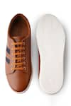 Shop_Rapawalk_Brown Striped Lace Up Leather Sneakers  _at_Aza_Fashions