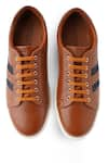 Buy_Rapawalk_Brown Striped Lace Up Leather Sneakers  _Online_at_Aza_Fashions