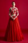 Buy Bhumika Sharma Red Organza Embroidery Round Neck Ambi Pattern Waistband Lehenga Set Online at Aza Fashions Buy_Bhumika Sharma_Red Organza Embroidery Round Neck Ambi Pattern Waistband Lehenga Set _Online_at_Aza_Fashions