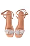 Shop_Sole House_Beige Embroidered Block Heels With Leaf _at_Aza_Fashions