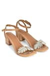 Sole House_Beige Embroidered Block Heels With Leaf _Online_at_Aza_Fashions