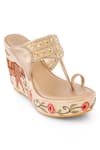 Sole House_Beige Embroidered Kolhapuri Wedges _Online_at_Aza_Fashions