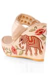 Sole House_Beige Embroidered Kolhapuri Wedges _at_Aza_Fashions