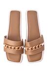 Shop_Sole House_Beige Pu Leather Chain Embellished Flats_at_Aza_Fashions