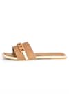 Sole House_Beige Pu Leather Chain Embellished Flats_at_Aza_Fashions