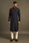 Dhruv Vaish_Blue Cotton Silk Chanderi Kurta Set _Online_at_Aza_Fashions