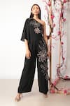 Buy_Nayantara Couture_Black Polyester Georgette Embroidery Vita One Shoulder Jumpsuit _at_Aza_Fashions