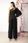 Shop_Nayantara Couture_Black Polyester Georgette Embroidery Vita One Shoulder Jumpsuit _at_Aza_Fashions