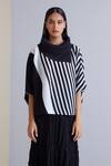 Buy_Scarlet Sage_Black Polyester Sloane Stripe Print Top_Online_at_Aza_Fashions