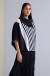 Shop_Scarlet Sage_Black Polyester Sloane Stripe Print Top_Online_at_Aza_Fashions