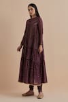 Ikshita Choudhary_Purple Chanderi Printed Polka Dot Fitted Churidar _at_Aza_Fashions