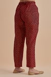 Buy_Ikshita Choudhary_Red Chanderi Printed Polka Dot V Neck Foil Cross Yoke Anarkali Pant Set_Online_at_Aza_Fashions