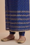 Buy_Ikshita Choudhary_Blue Chanderi Printed Foil Round Long Kurta With Churidar 