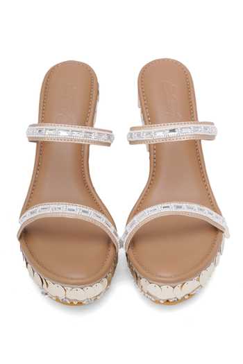 Shop_Sole House_Gold Rhinestones, Beads, Sequins Embellished Wedges _at_Aza_Fashions