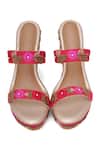Shop_Sole House_Red Embellishment Floral Wedges _at_Aza_Fashions