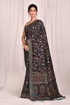 Nazaakat by Samara Singh_Black Cotton Silk Floral Motif Woven Saree_Online_at_Aza_Fashions