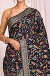 Buy_Nazaakat by Samara Singh_Black Cotton Silk Floral Motif Woven Saree_Online_at_Aza_Fashions