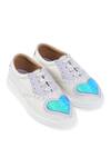 Sole House_White Pu Leather Unicorn Heart Embroidered Sneakers_Online_at_Aza_Fashions