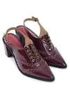 Sole House_Maroon Embellished Pointed Toe Block Heels _Online_at_Aza_Fashions
