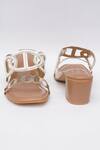 Sole House_Gold Pu Leather Cutout Strappy Block Heels_Online_at_Aza_Fashions