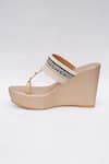 Shop_Sole House_Gold Beads, Fringe Embellished Wedges _Online_at_Aza_Fashions