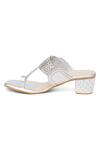 Sole House_Silver Pu Leather Naazia Metallic Kolhapuri Block Heels_Online_at_Aza_Fashions