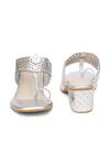 Buy_Sole House_Silver Pu Leather Naazia Metallic Kolhapuri Block Heels_Online_at_Aza_Fashions