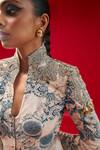 Shop_Bhumika Sharma_Beige Georgette Embroidery, Tassels Mandarin Blossom Print Jacket And Gharara Set _Online_at_Aza_Fashions