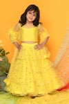 Buy_Saka Designs_Yellow Sequins Net Embroidered Lehenga Set For Girls_at_Aza_Fashions