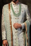 Shop_Soniya G_Blue Raw Silk Embroidered Sherwani Set_Online_at_Aza_Fashions