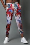 House of Three_Multi Color Silk Satin Printed Ocean Neer Pant  _Online_at_Aza_Fashions