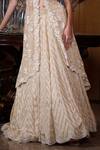 Sawan Gandhi Beige Lehenga Set With Organza Cape Online at Aza Fashions Sawan Gandhi_Beige Lehenga Set With Organza Cape_Online_at_Aza_Fashions