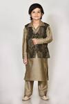 Buy_Arihant Rai Sinha_Brown Handloom And Cotton Woven Thread Jacket & Kurta Set _at_Aza_Fashions