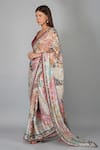 Devyani Mehrotra_Multi Color Viscose Satin Georgette Printed Melange Saree _Online_at_Aza_Fashions