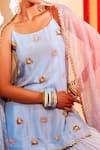 Mona And Vishu_Blue Dupion Silk, Dupatta Georgette, Sharara Modal Embroidered Kurta Set _Online_at_Aza_Fashions