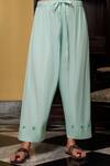 Yati_Blue Kurta  Fine Chanderi Hand Embroidered Beads Round Sequins A-line Set_at_Aza_Fashions