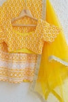 Tiny Pants_Yellow Georgette Embroidered Chikankari Blouse Lehenga Set _Online_at_Aza_Fashions