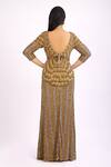 Shop Ambrosia Gold V Neck Embroidered Gown at Aza Fashions Shop_Ambrosia_Gold V Neck Embroidered Gown_at_Aza_Fashions