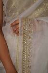 Buy_Studio Malang_White Organza Embroidery Zardosi Saree_Online_at_Aza_Fashions