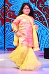 Kids Lane_Yellow Floral Sequins Embroidered Kurta Sharara Set For Girls_Online_at_Aza_Fashions