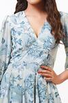Shop_Ankita Dharman_White Georgette V Neck Floral Print Mini Dress _Online_at_Aza_Fashions