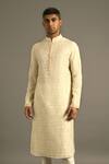 Dhruv Vaish Beige Cotton Silk Chanderi Kurta Set Online at Aza Fashions Dhruv Vaish_Beige Cotton Silk Chanderi Kurta Set _Online_at_Aza_Fashions