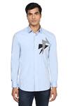 Buy_Noonoo_Blue Giza Cotton Slim-fit Shirt  _at_Aza_Fashions