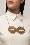 Buy_Tachi_Gold Plated Metal The Double Lotus Neckpiece_at_Aza_Fashions