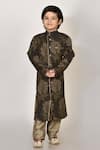 Buy_Petite Pomme_Brown Handloom , Silk, Embroidery Sherwani And Pant Set _at_Aza_Fashions